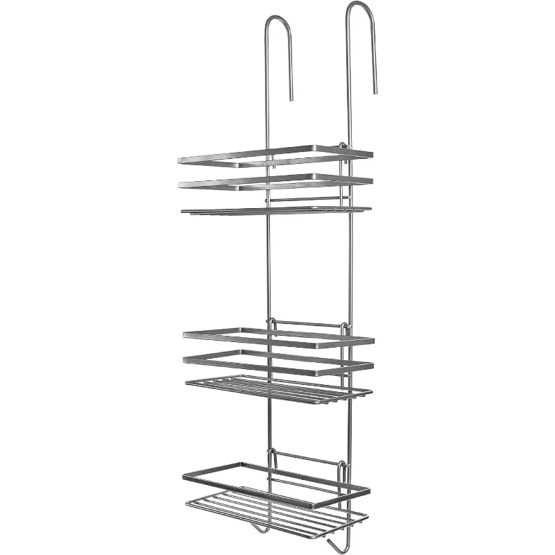 Customized Wall Mounted Chromed Plated Bathroom Shower Caddy Metal Wire 3 Tier Hanging Shower Rack