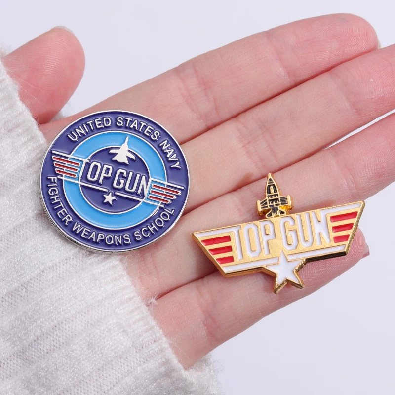 Navy Fighter Weapons School Badge Top Gun Vintage Metal Enamel Pins Backpack Clothes Jewelry Shirt Collar Brooches for Friends