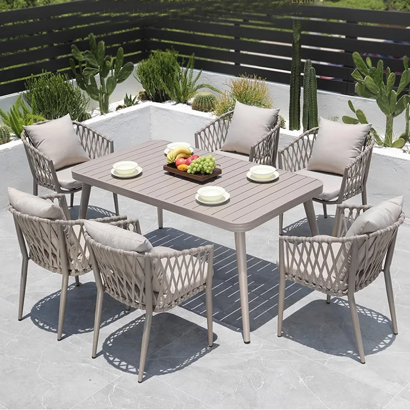 Nordic outdoor rattan chair, high-end outdoor table and chair combination, simple casual rattan table and chair