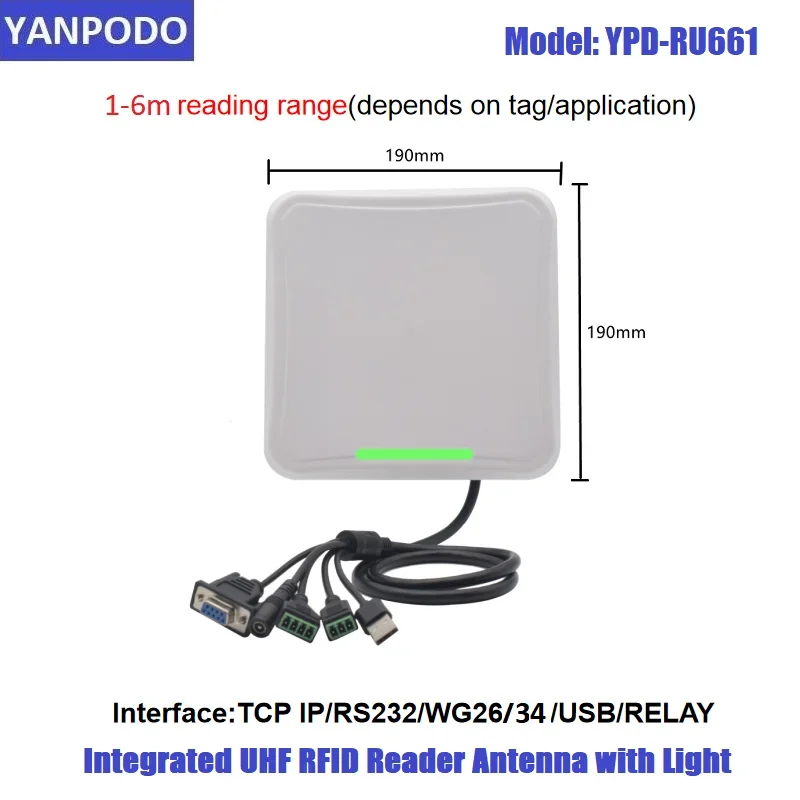Yanpodo YPD-RU661 6 Meter UHF RFID Reader with Light RS232 WG26 RS485 Interface Free SDK for Vehicle Charge Systems