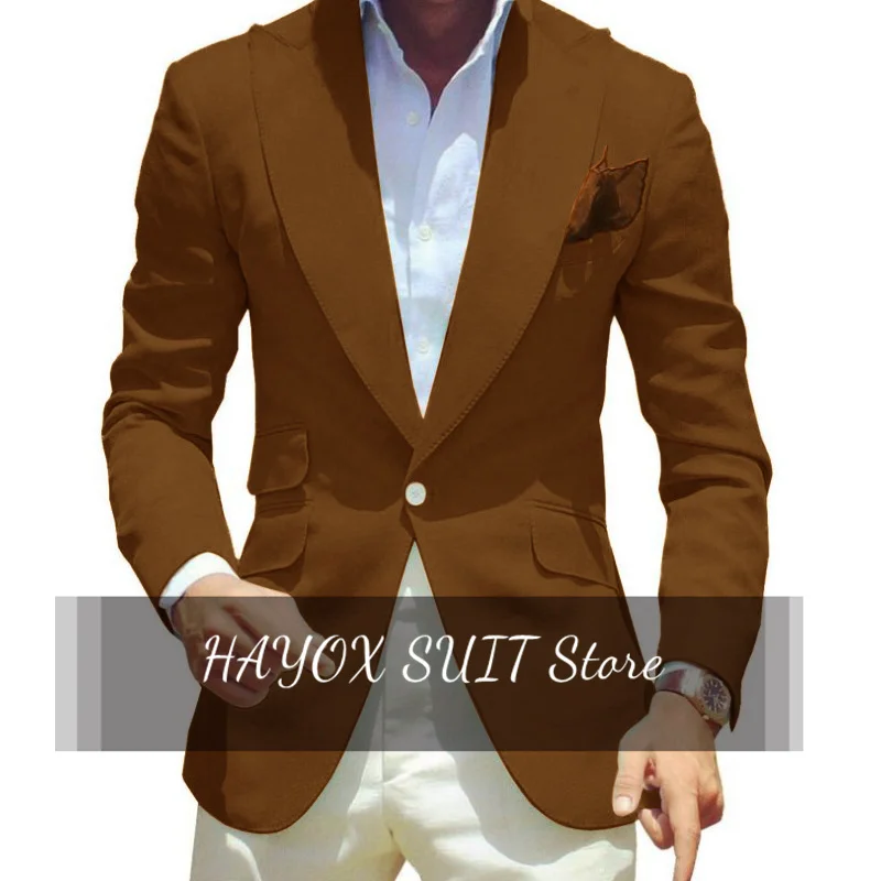 Men's Suit Jacket Single-breasted Hip Lapel Collar Multi-pocket Top Business Formal Overalls Office Interview Wedding Groom Coat