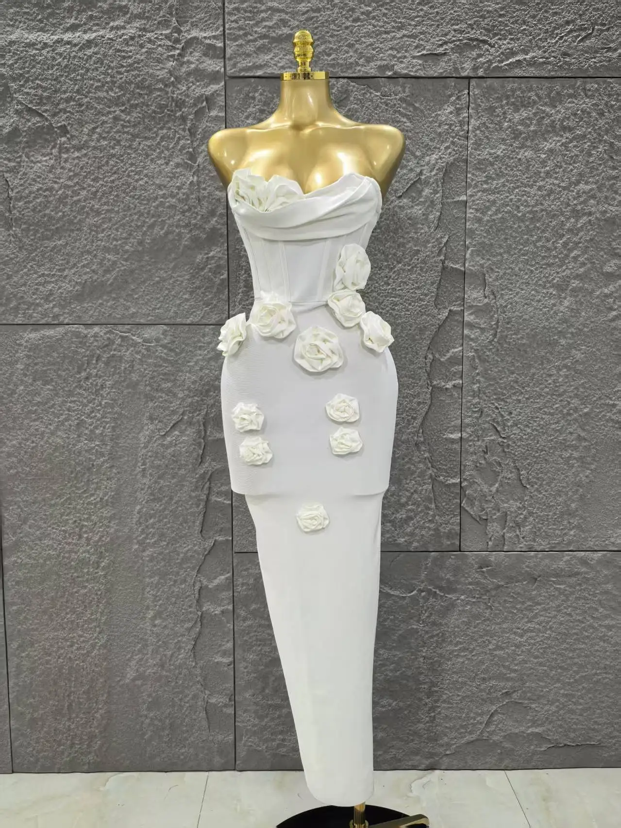 

Роскошное облегающее платье, модное белое элегантное тонкое платье без бретелек с цветочным принтом, повседневная уличная одежда, клубные платья для дня рождения