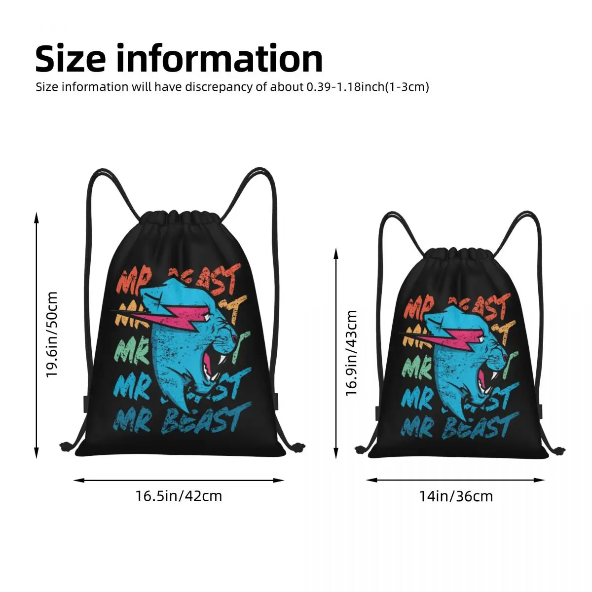 Game Gaming Beasts Drawstring Backpack Sports Gym Sackpack Funny String Bags for Running