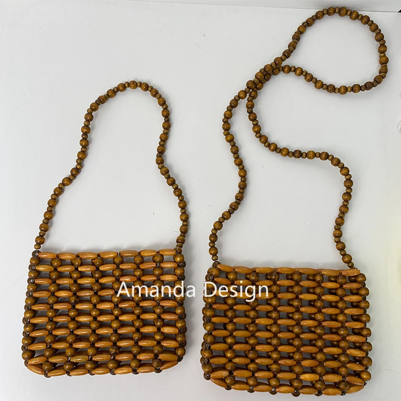 

Summer Wood Beads Black Fashion Travel Crossbody Handbags Women Phone Bags Brown Purse Shoulder Ladies Clutch Messenger 2023