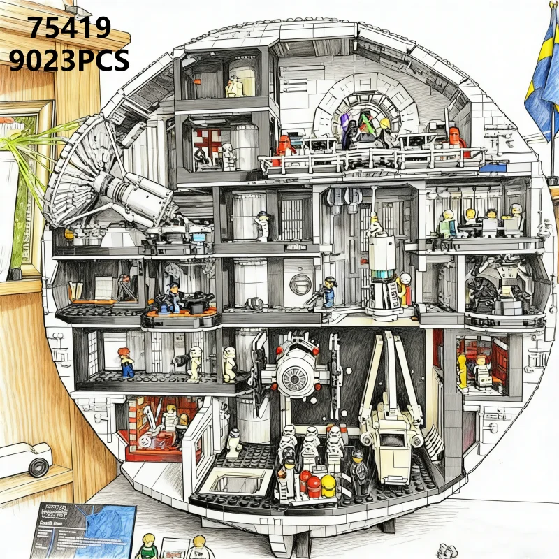 75419 Ucs Death Star Modelo Montar Bloco de Construção Criativo Presente 9023Pcs Tijolo Brinquedo Educacional para Crianças