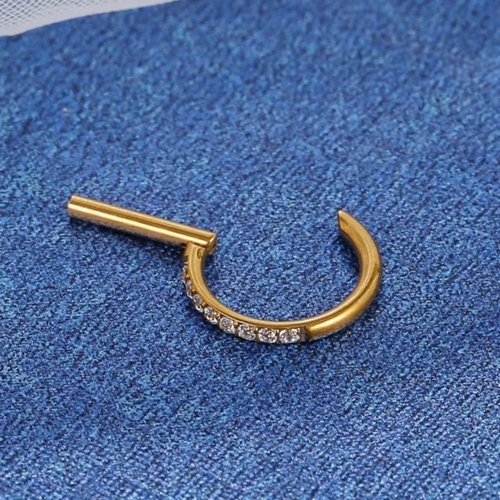 New F136 Titanium Nose Clicker Hoop 16G D Shape Silver Gold Body Jewelry Hinged Closure Piercing Clicker Ring Body Decor