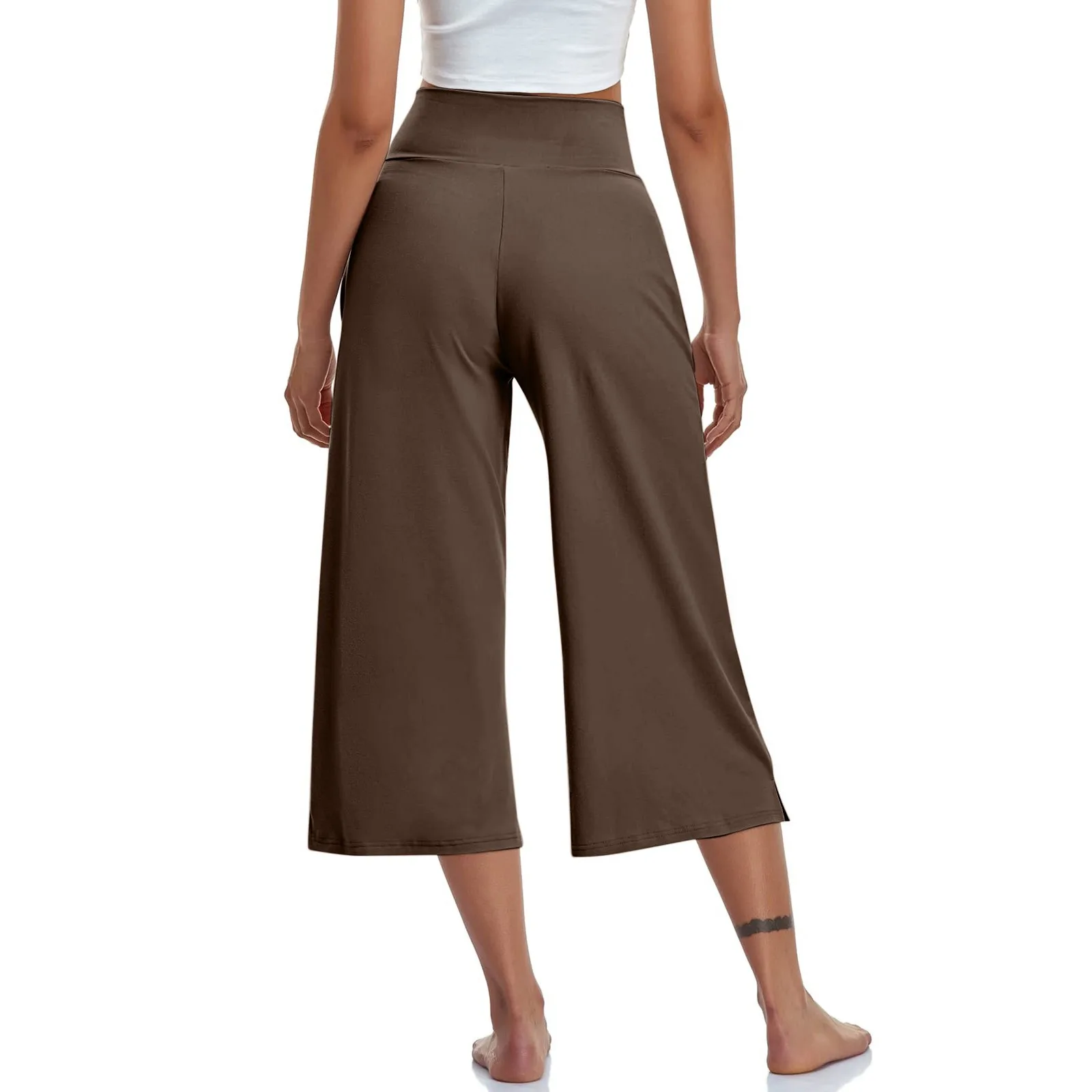 Summer Sports Pants Women\'S Elastic High Waisted Casual Pants 3/4 Long Pants Solid Color Slim Fit Capris Yoga Pants Jogging Pant