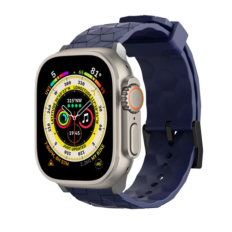 Correa de silicona para Apple Watch Ultra 2, banda con patrón de fútbol de 49mm, 41mm, 45mm para iwatch Series 9, 8, 7, 6, 5 SE, Correa deportiva de 44mm y 40mm