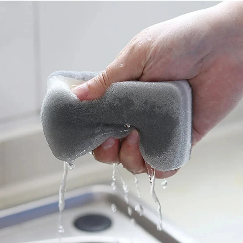 5/10Pcs Home Double-sided Sponge Wipe Gray Dirt-resistant Scouring Pad Kitchen Stain Sponge Wipe Professional Cleaning Supplies image 2