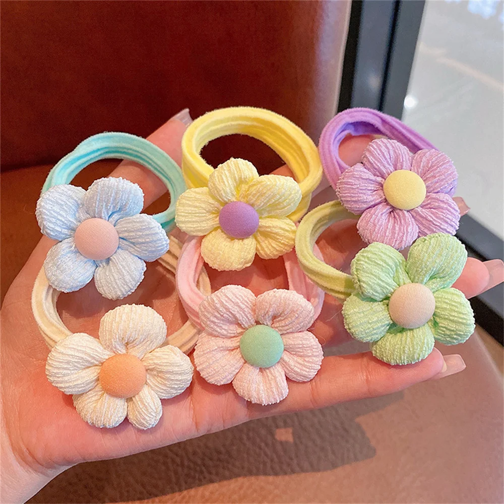 Kids Cute Flower Hair Bands Temperament Bownot Headress Sweet Soft Elastic Circle Ponytail Scrunchies Headwears