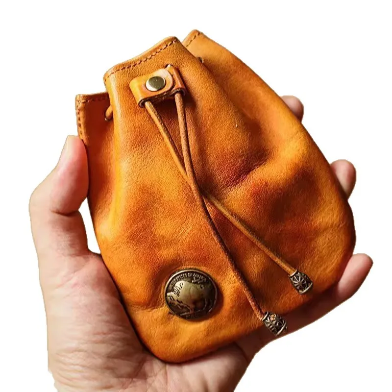 Japanese Style Genuine Soft Leather Wallet Mini Purse Key Coin Bag Multifunctional Waist Pack for Men Women Handmade view 5