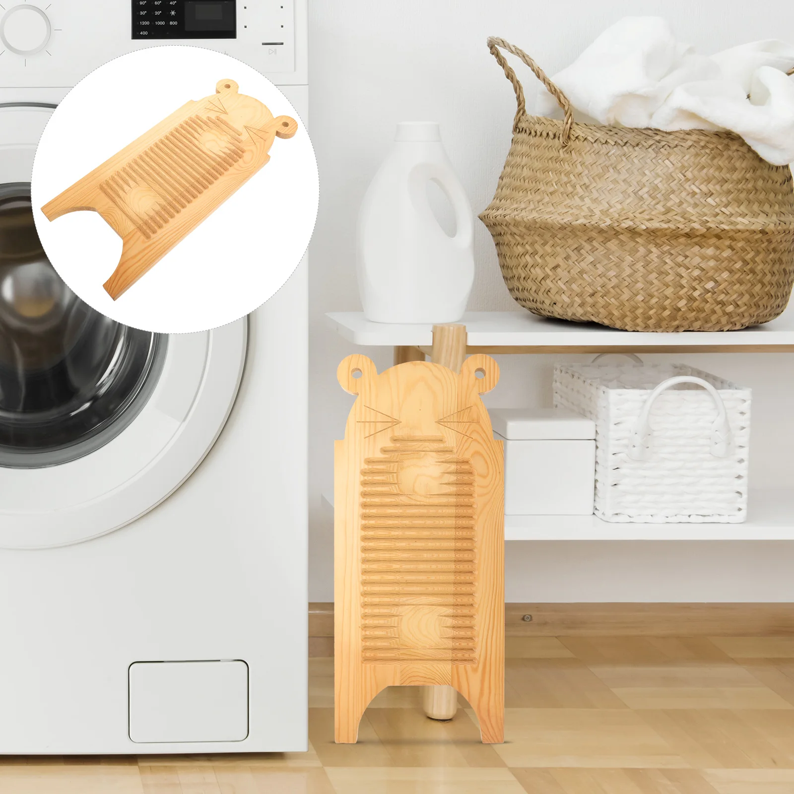 

Washboard Laundry Cleaning Tool Portable Small Wooden Hand Wash Board for Clothes Shoes Home Use Durable Lightweight