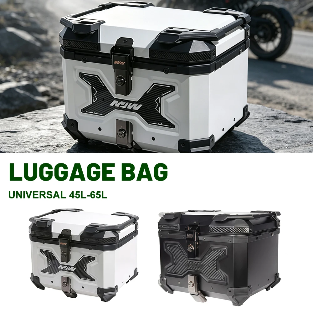 Universal Aluminum Tail Box For Motorcycle Scooter Electric Bike Rear Storage Trunk 45/55/65L Waterproof Shockproof