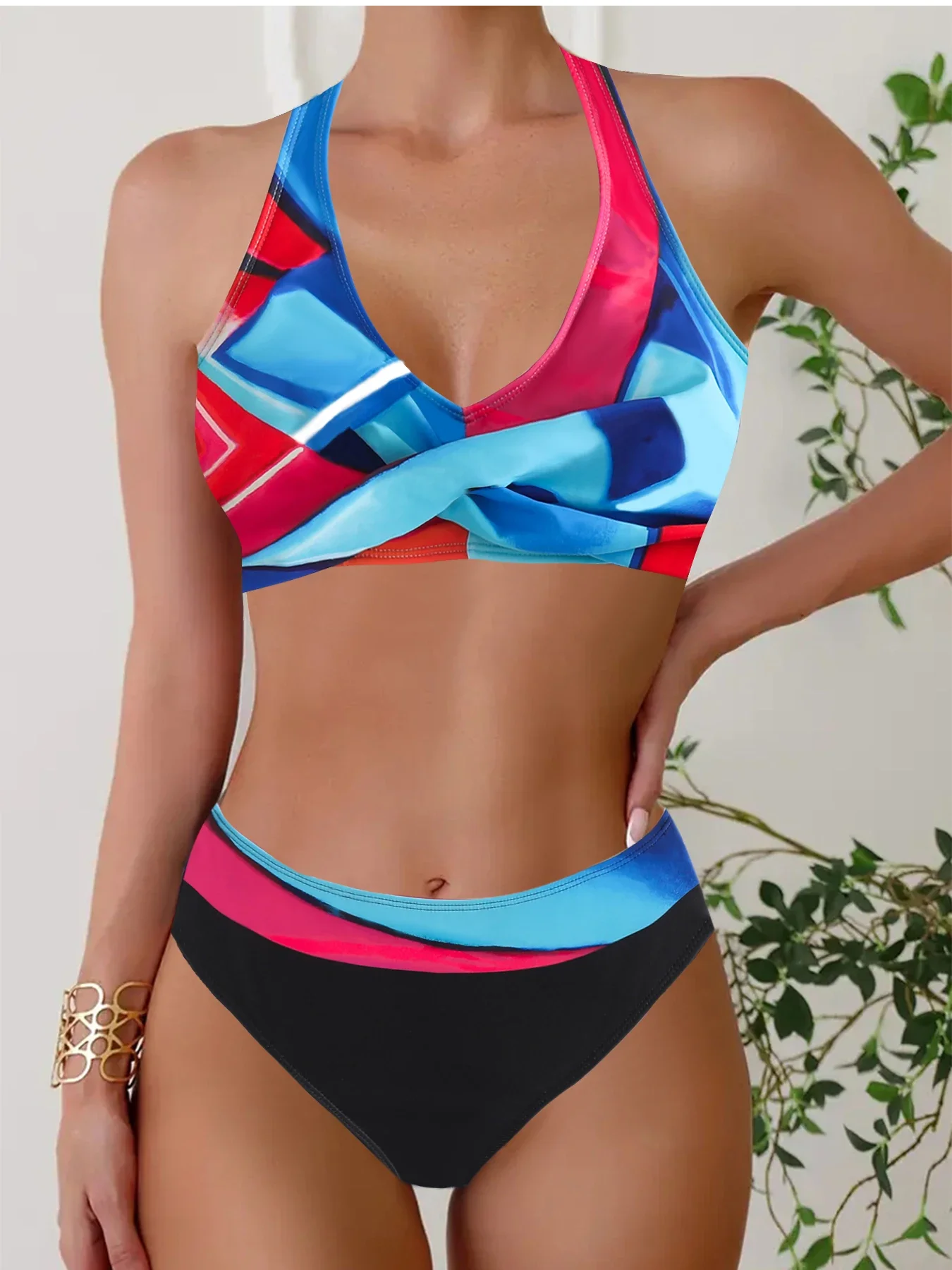 Damski strój kąpielowy Tankini, dwuczęściowy strój kąpielowy z kwiatowym nadrukiem, modna odzież plażowa z topem i szortami Sexy Bikini