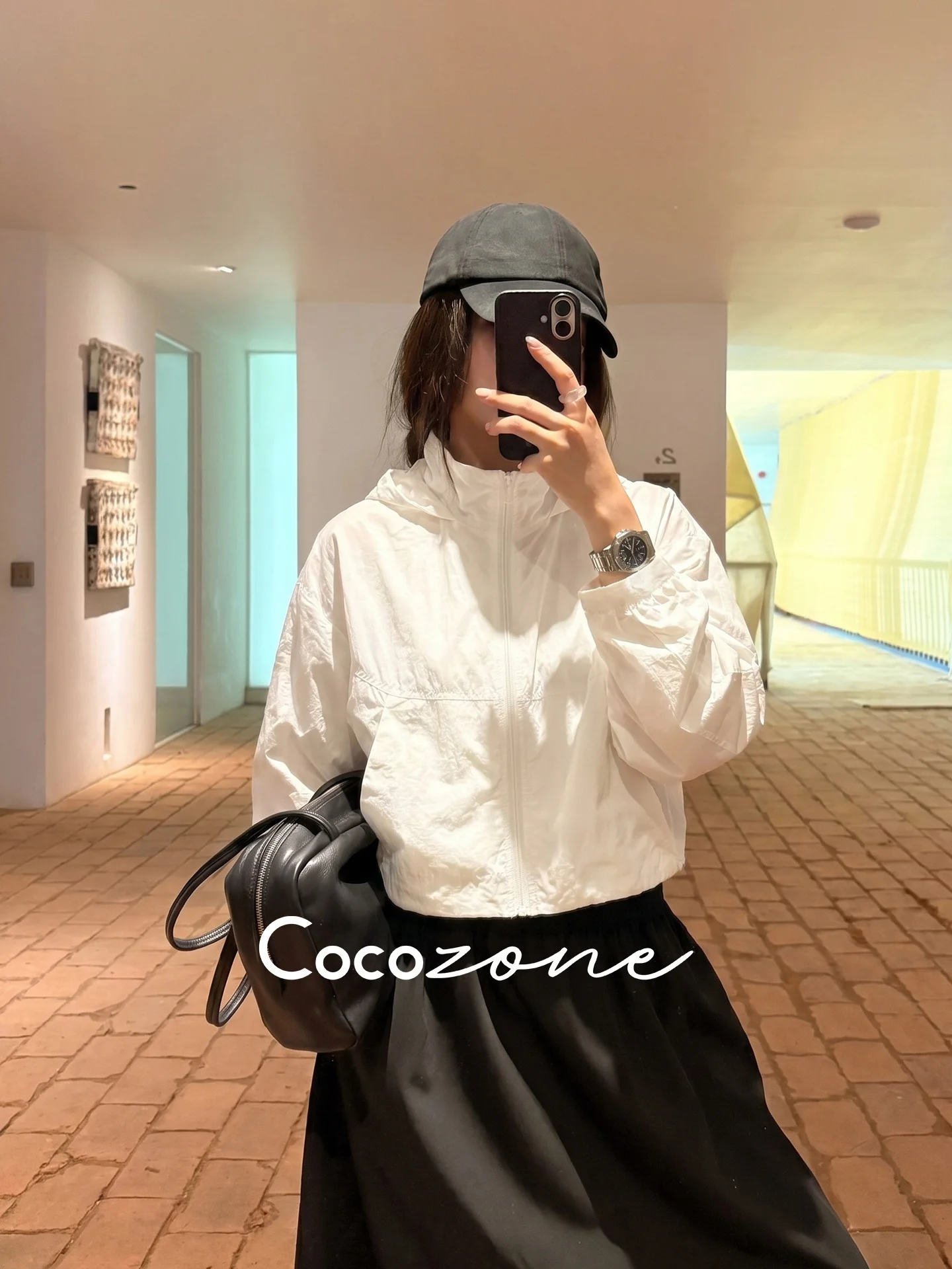 

Zone Summer Savior UV Protection Jacket Hooded Zipper Minimalist Color Outerwear Ladies Casual Style Long Sleeve Coat