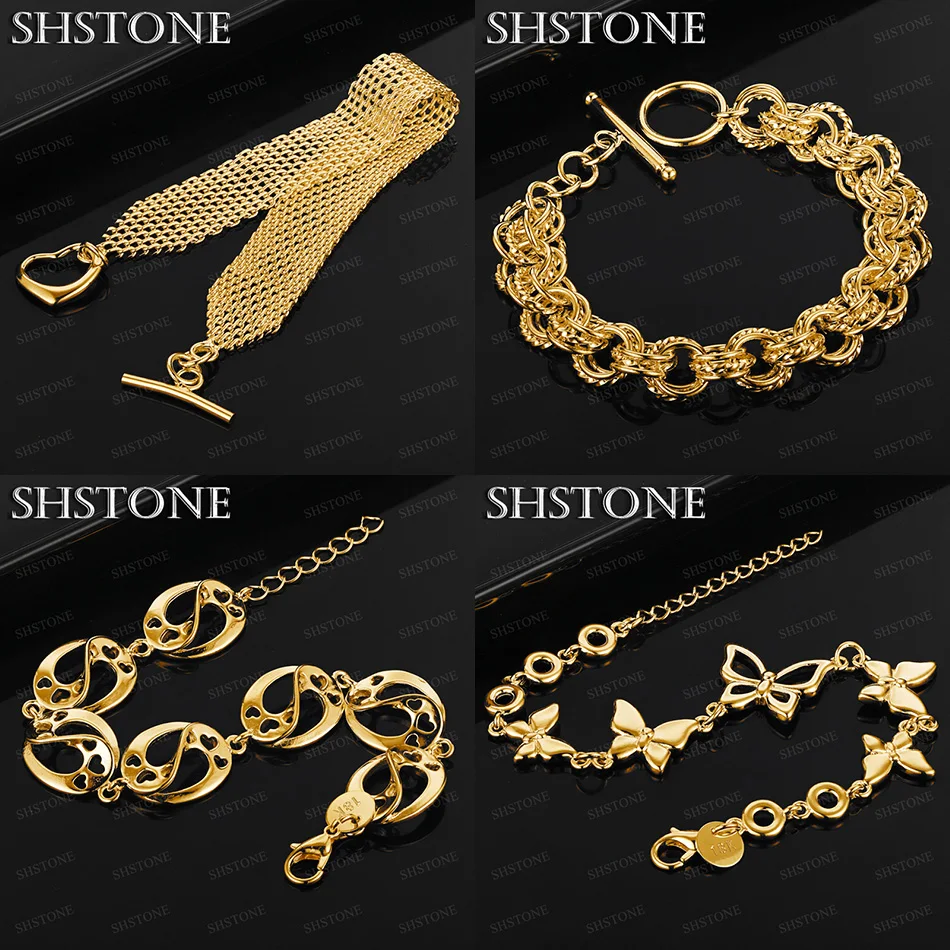 18k الذهب شبكة سلسلة فراشة القلب سلسلة دائرية سوار حفلة خطوبة هدية الرجال جودة مجوهرات جميلة اكسسوارات