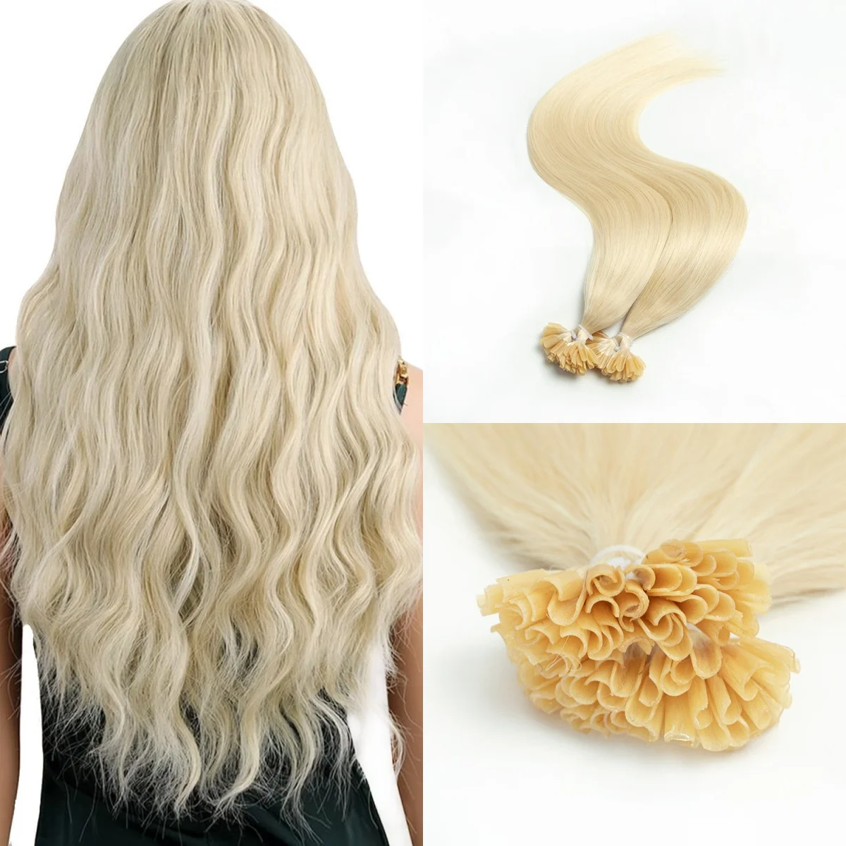 

U Tip Hair Extensions 30G/Pack Nail Tips 1.5cm Long Keratin Straight Human Hair Extensions for Adding Top/Side Volume for Women