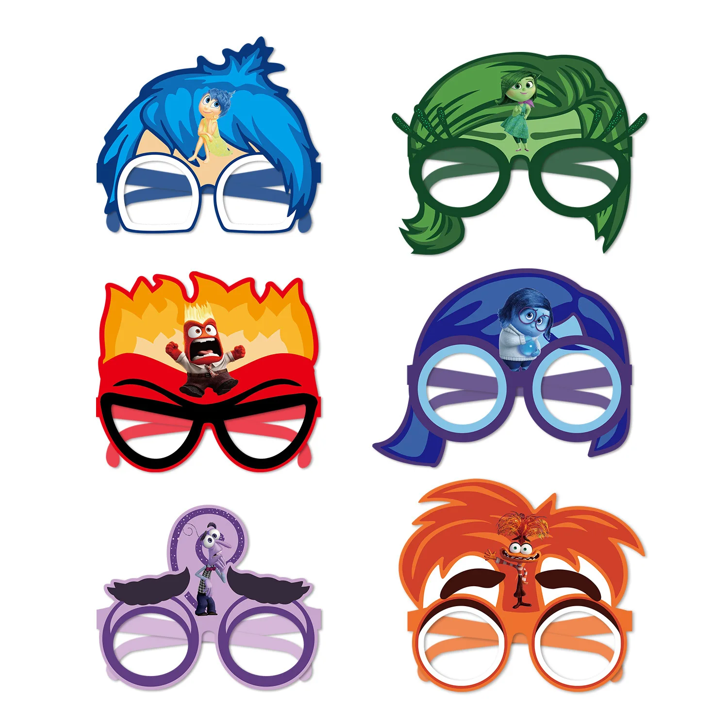 12pcs Inside Out 2 Disney Birthday Party Accessories Paper Glasses Photo Props Masks Decoration Supplies Kids Toy Birthday Gifts