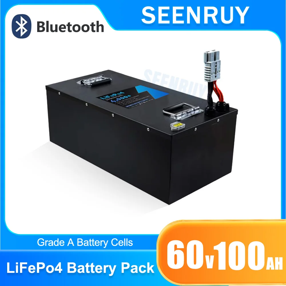 

60 В 100 Ач Lifepo4 аккумулятор литий-железо-фосфатный встроенный BMS для солнечной энергии дом на колесах трехколесный велосипед открытый большой емкости