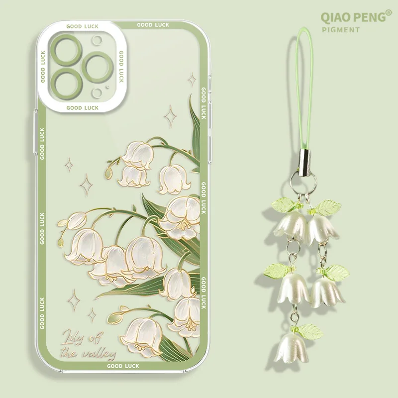 Lily Of The Valley Silicone Case for iPhone 16 E 15 14 11 Pro Max 13 12 Mini XS Max XS X 8 7 Plus Shockproof Washable Soft Cover view 2
