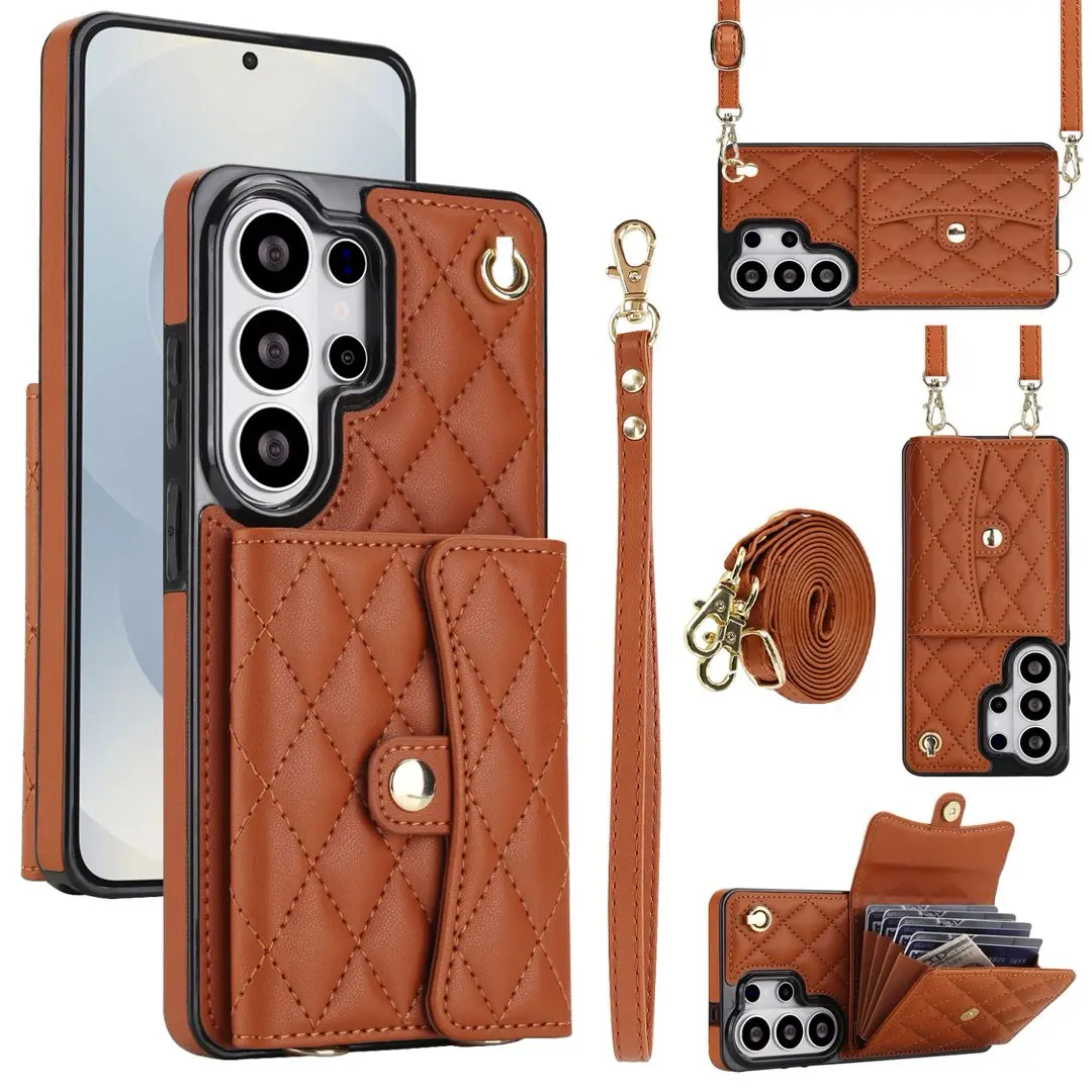 Crossbody Wallet Leather Cards Holder Phone Case For Samsung Galaxy S26 S25 S24 S23 S22 Ultra Plus Shockproof Flip Cover