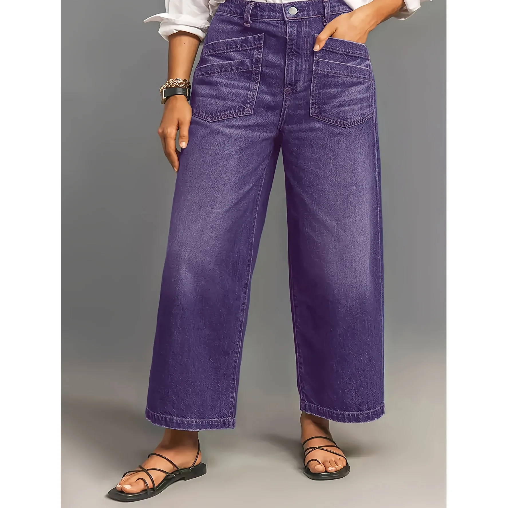 

Новые женские джинсы стрейч 2026 года: модные свободные брюки с широкими штанинами, прямые брюки