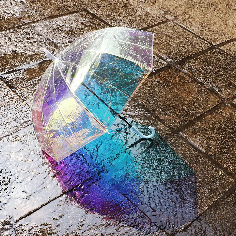 

Durable Laser-Engraved Wind-Resistant Large Umbrella with Long Handle Transparent Manual Style for Home Use Cute And Robust