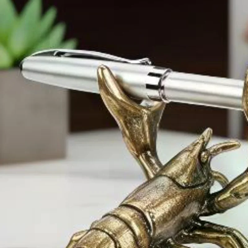 Brass Lobster Scorpion Shaped Pen Holder Ornament Vintage Perfect For Home Office Desk Study Table Decor Display
