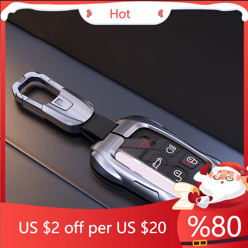 

Hot Metal Car Remote Key Cover Case Holder shell Chain Bag Fob For Land Rover RangeRover Sport Evoque Freeland Interior Stickers