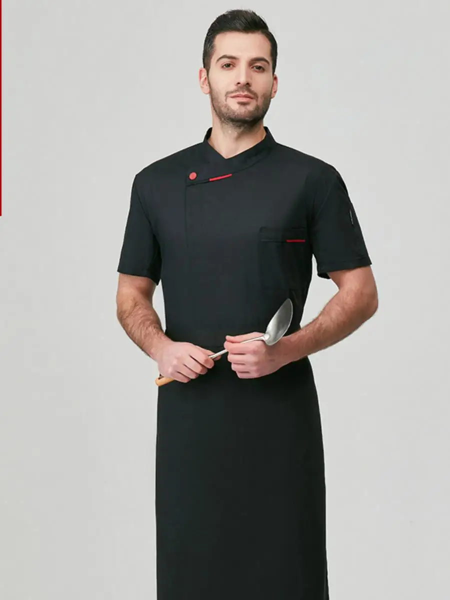 

Men's ort Sve Chef Work orm Korean Sle Restaurant Kitchen Apparel Cotton Blend Fabric Moisture ng Spring Summ...