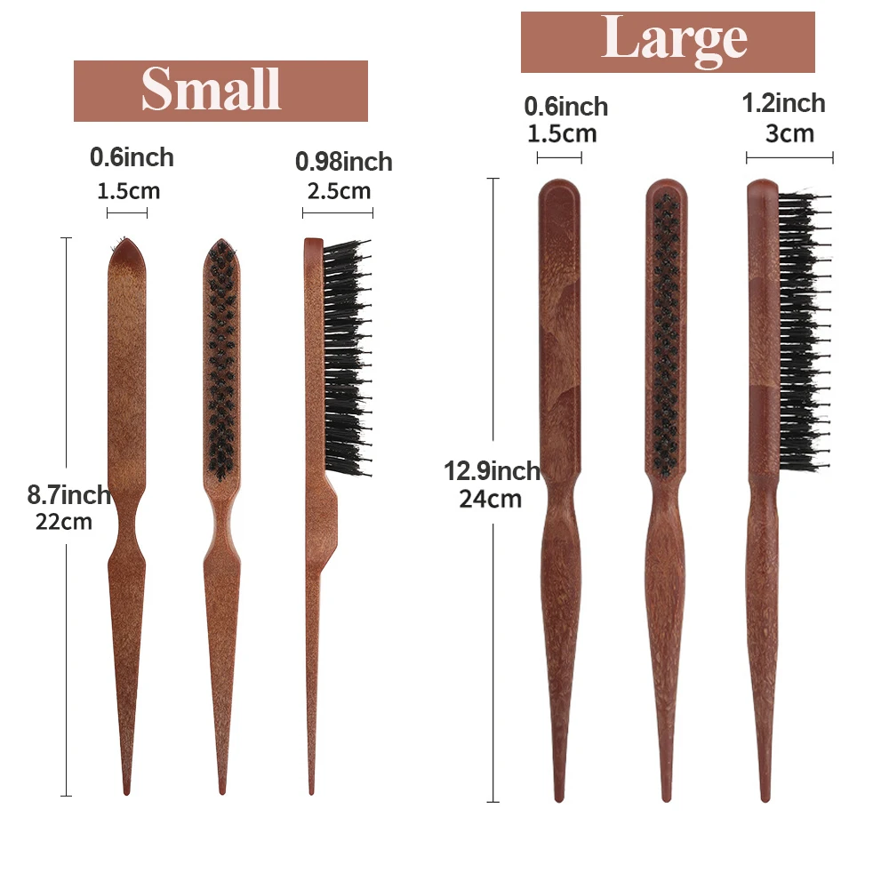 Nylon Rat Tail Brush Salon Brushes for Back Combing, Root Volumizing, and Scalp Massage