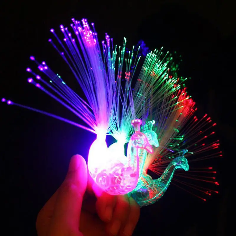 LED Luminous Peacock Finger Lamp Kids Glow In The Dark Intelligence Toys Light Twinkle Christmas Party Children Day Decoration