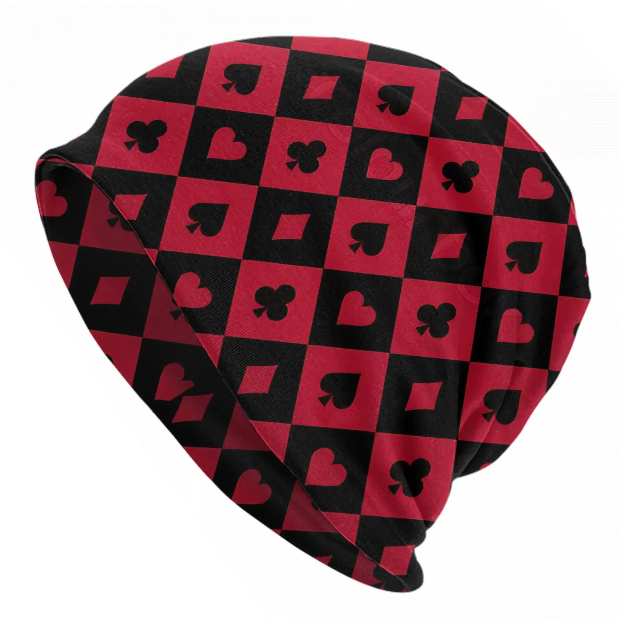 Black Red Queens Hearts Caps Halloween Poker Fashion Autumn Winter Outdoor Skullies Beanies Hat Spring Warm Dual-use Bonnet Hats