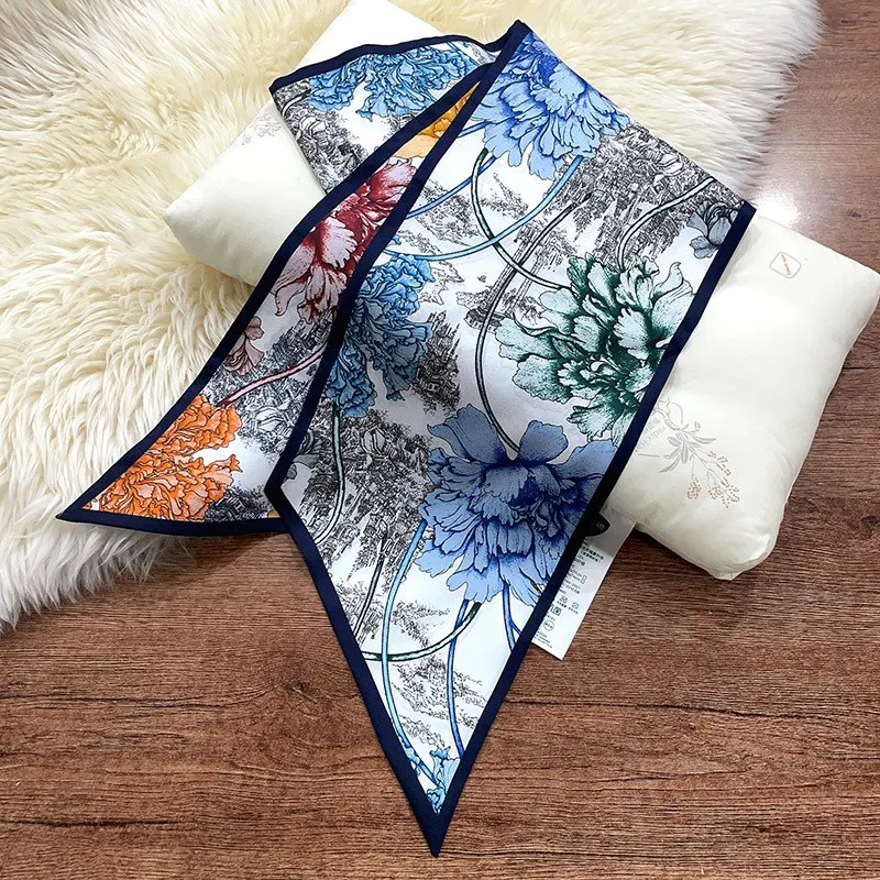 100% Silk Ring Scarf Neckerchief 145x21cm Double Layer Womens Spring Fashion Wraps Necketie Long 2024 NEW Arrival