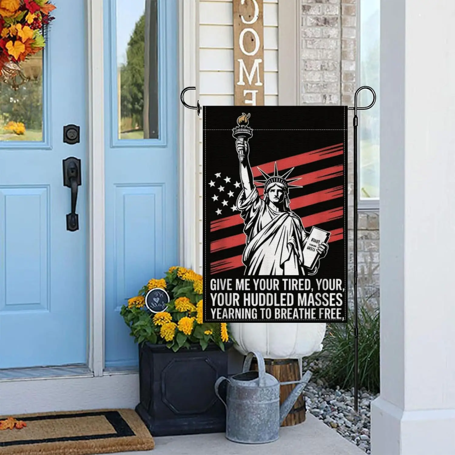 Give Me Your Tired Your Poor Statue of Liberty Poem USA Garden Flag,Decors for Outdoor Farmhouse Holiday 12x18 Inch Double S PPZ