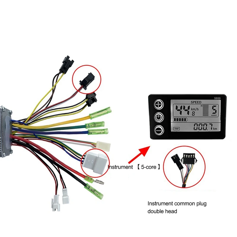 

Ebike JN 15A Square Wave SM With Light Controller S886 Display For 36V/48V 250W/350W Electric Mountain Bike Conversion