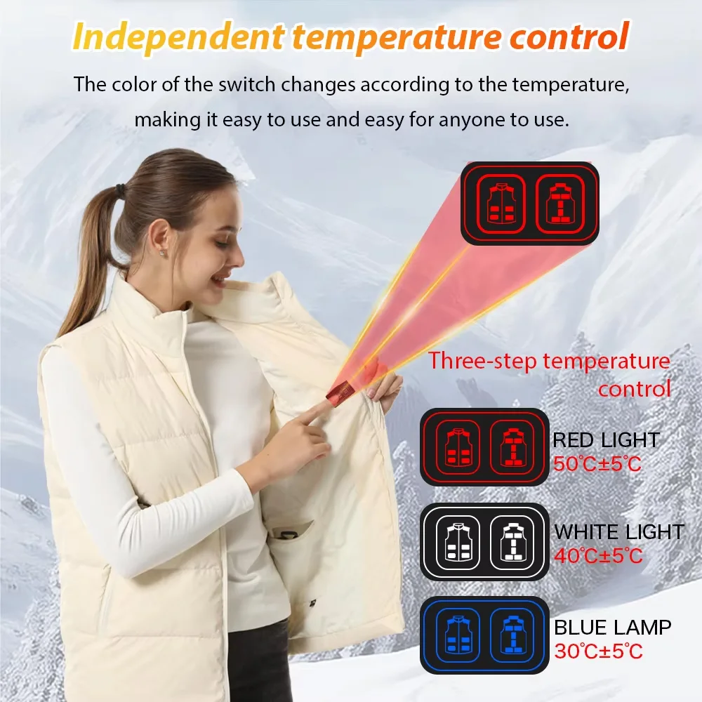 Women USB Infrared 15 Areas Heating Vest Jacket Fashion Heating Waistcoats Winter Warm Padded Sleeveless Vest Thermal Clothes