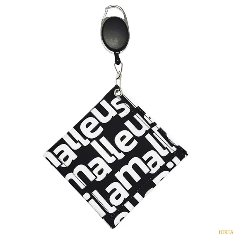 N0HA Square Mini Golf Ball Cleaning منشفة مقاومة للماء مع مشبك سلسلة مفاتيح قابل للسحب #3