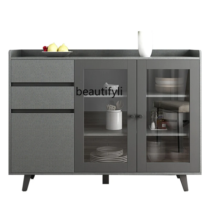 Nordic Sideboard Cabinet Tea Table Liquor Cabinet Simple Modern Restaurant Cupboard Storage Cabinet Assembled Furniture