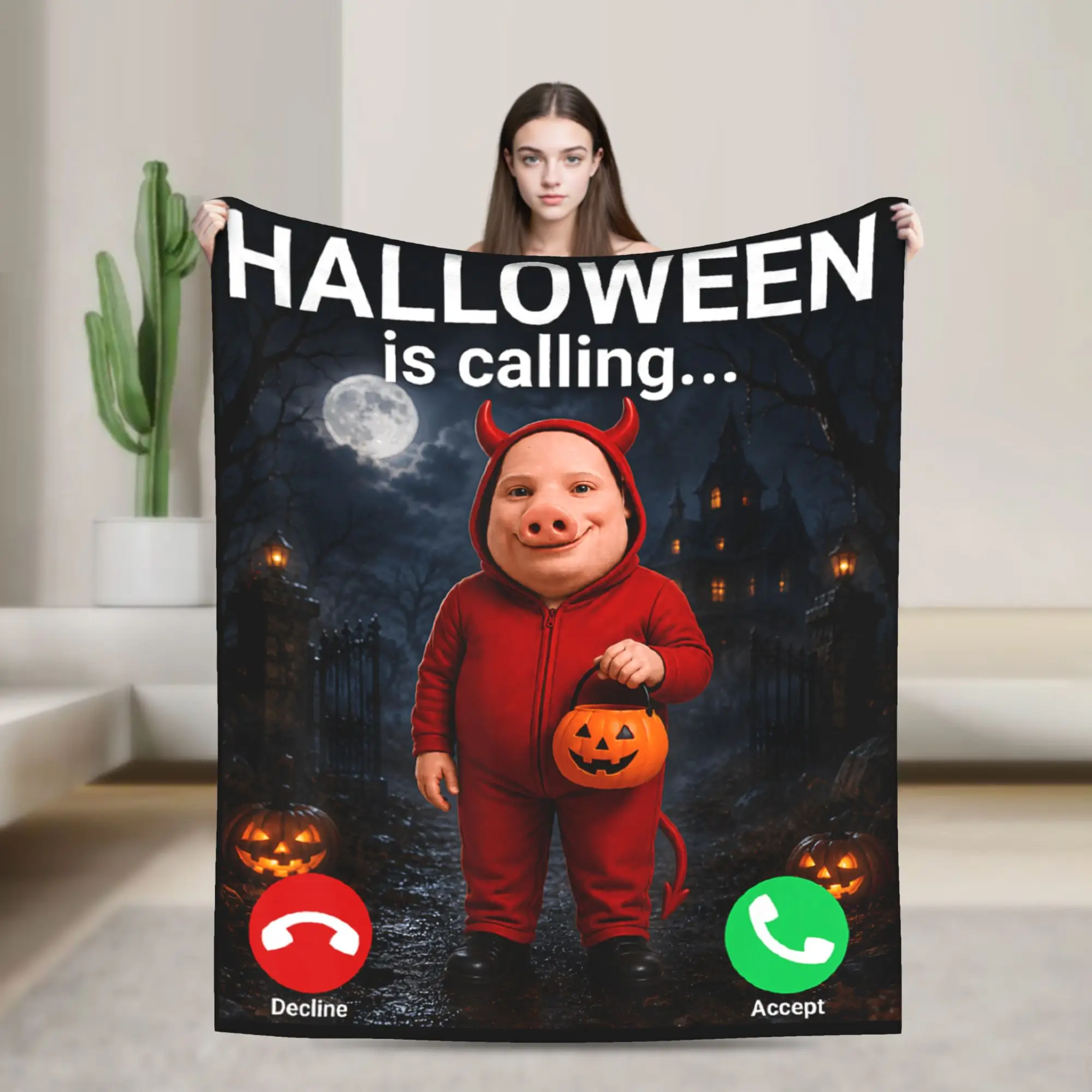 Halloween John Pork Soft Comfy Blanket  Funny Travel Car Bedding Throws Couch Chair Flannel Bedspread Sofa Bed Cover