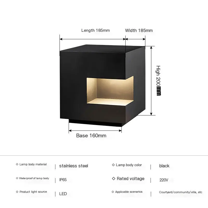 Nordic Minimalist Stainless Steel Lawn Lamp Outdoor Garden Square Lamp Villa Garden Courtyard Landscape Lighting