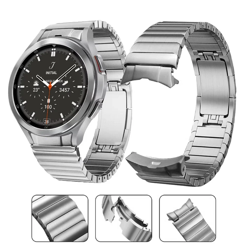 No Gap 20mm Strap for Samsung Galaxy Watch6 43mm 47mm Stainless Steel Watchband Bracelet for Galaxy Watch4 42mm 46mm / 5Pro 45mm