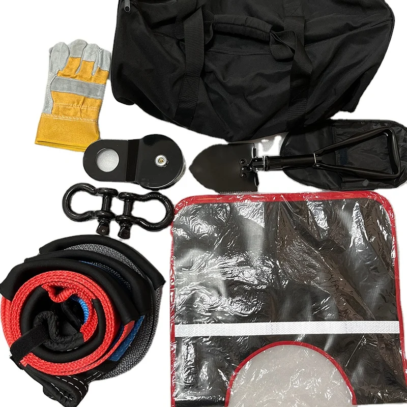 JINLI Heavy Duty Kinetic Rope with Soft Shackle, Winch Damper, Snatch Block and Carry Bag for Off Road Recovery Kit