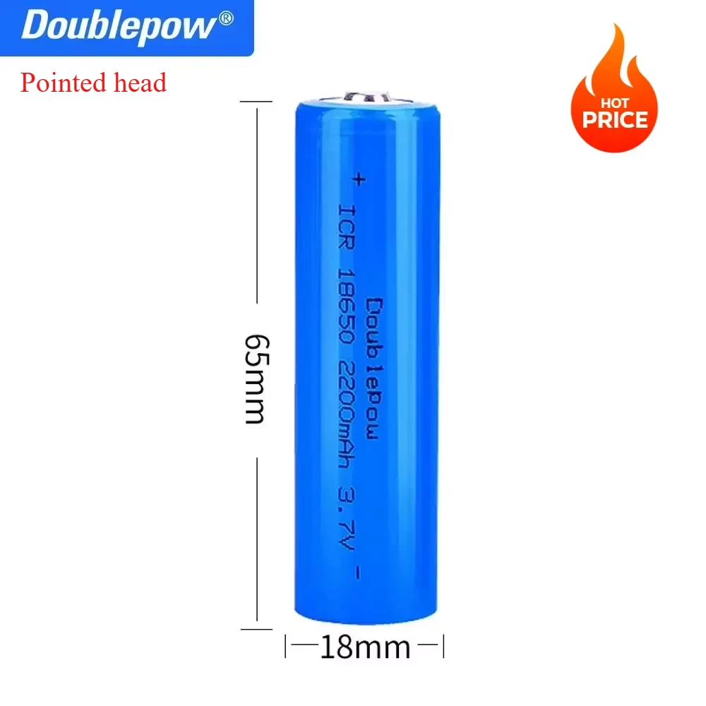 100% New Original Doublepow 3.7v 18650 Battery True Capacity 2200mah 18650 Rechargeable Lithium Battery for Flashlight Batteries