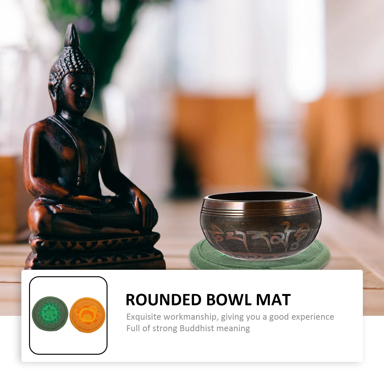 

Lightweight Cotton Embroidery Tea Pot Mat Rounded Sound Bowl Pad Religious Cushion Singing Accessories Compact