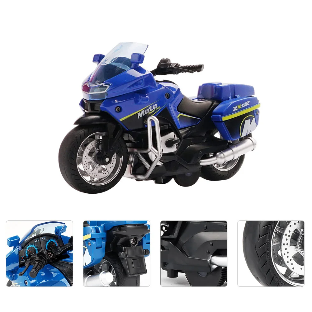 Kids Motorcycle Men's Racing Educational Toys Friction Powered Blue Preschool Car Child