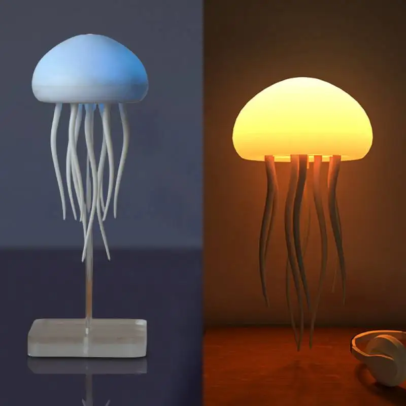 

3D ночник в виде медузы с вращающимися щупальцами, светодиодный RGB атмосферный светильник с зарядкой, настольная лампа для сна, милый домашний декор для спальни