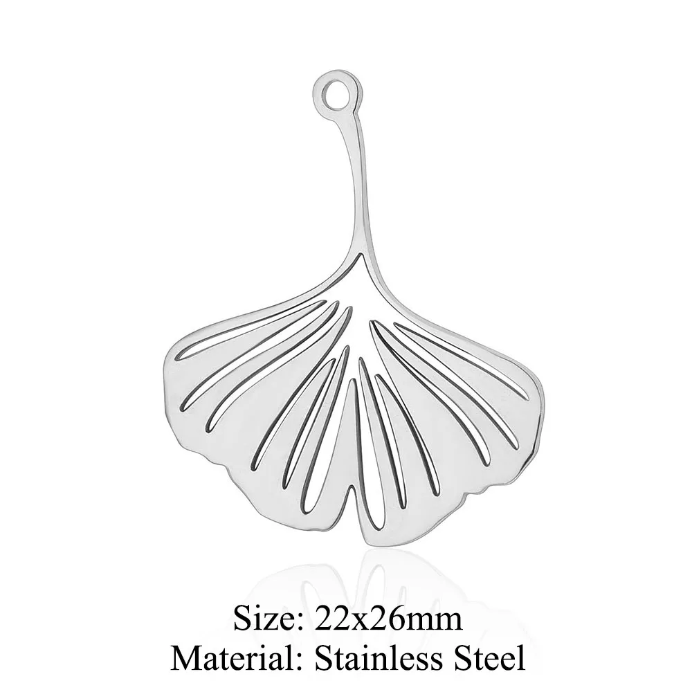 10pcs/lot Stainless Steel Leaf DIY Jewelry Charms Wholesale Life Tree Flower Necklace Making Pendant Never Fade Top Quality