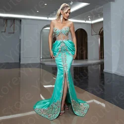 New Arrival Blue Evening Dresses Mermaid with Cape Prom Gowns Front Slit Sweetheart Wedding Party Dress Luxury Appliqued Beaded