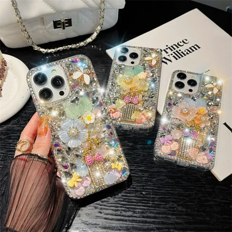 

Luxury Bling Diamond Perfume Flowers Rhinestone Case, Cover for Huawei Honor 70 80 90 100 Pro Lite 8X 9X X40i X50i